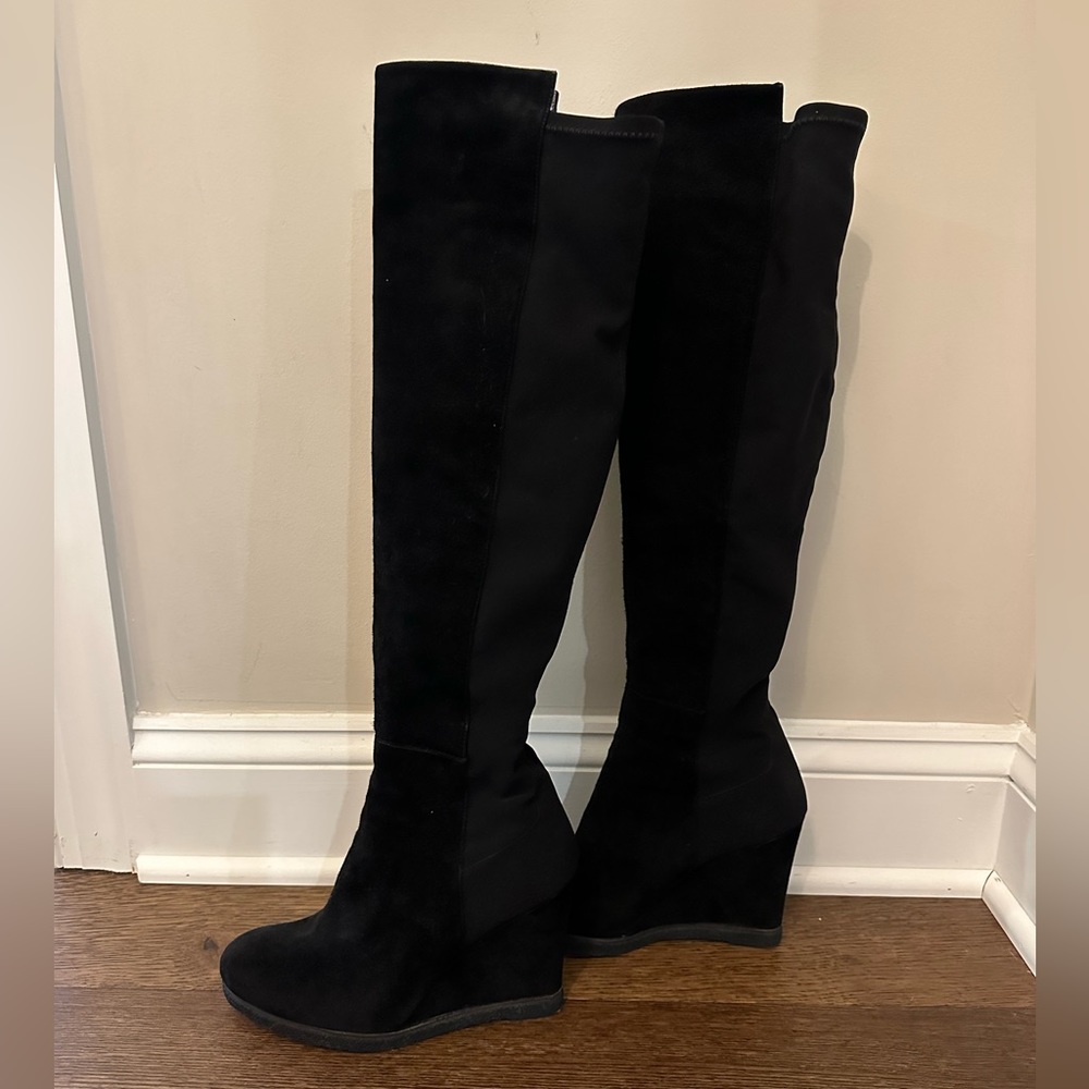 Stuart Weitzman 50/50 suede wedge boots, size 8